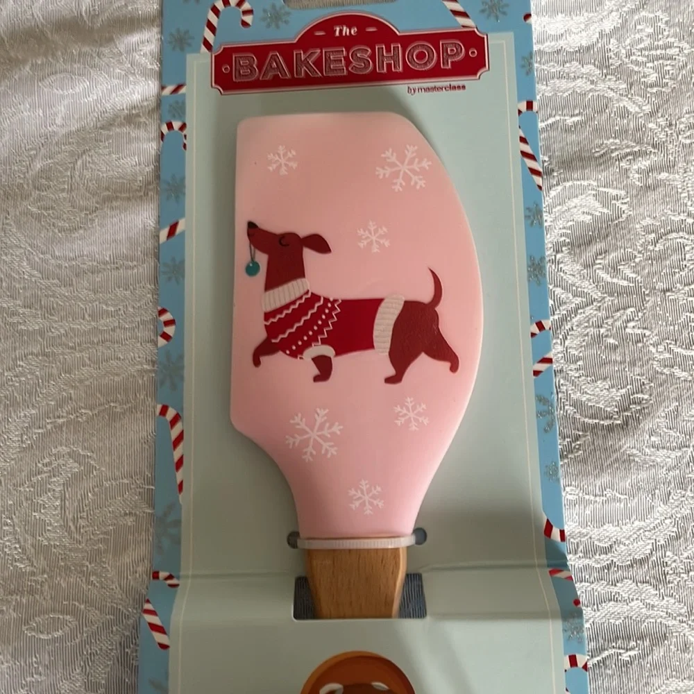 Dachshund themed silicone spatula with cookie cutter.